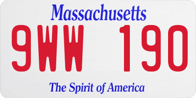 MA license plate 9WW190