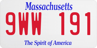 MA license plate 9WW191