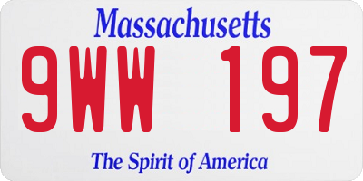 MA license plate 9WW197