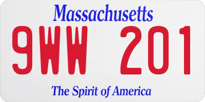MA license plate 9WW201
