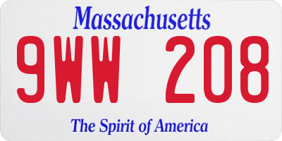 MA license plate 9WW208