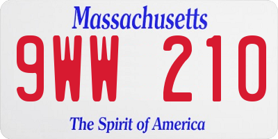 MA license plate 9WW210