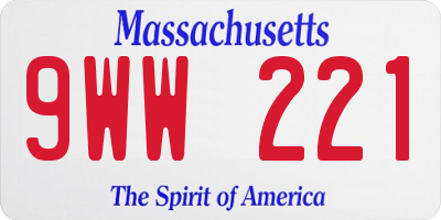 MA license plate 9WW221