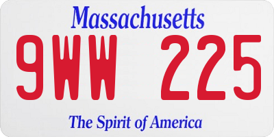 MA license plate 9WW225