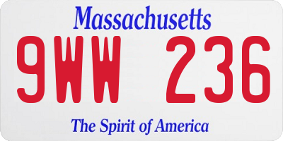 MA license plate 9WW236
