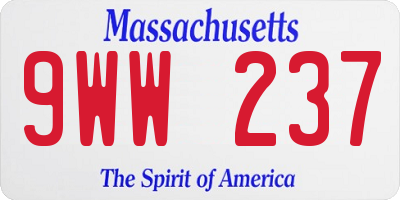 MA license plate 9WW237
