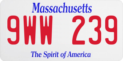 MA license plate 9WW239