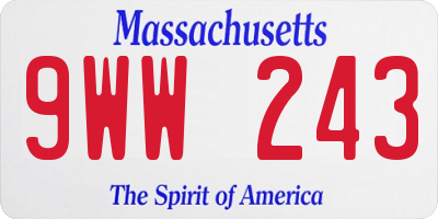 MA license plate 9WW243