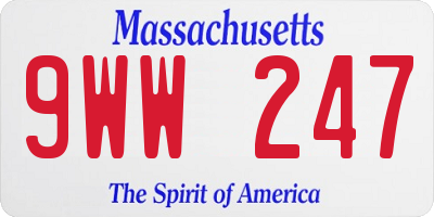 MA license plate 9WW247