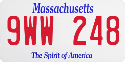 MA license plate 9WW248