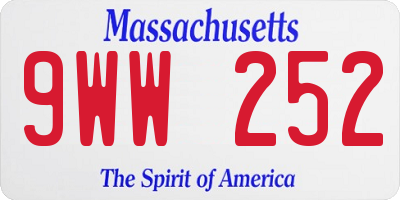 MA license plate 9WW252