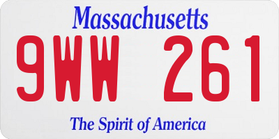 MA license plate 9WW261