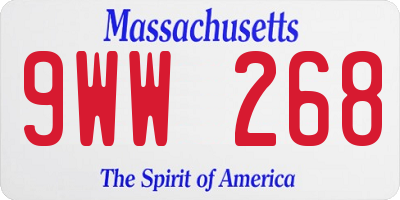 MA license plate 9WW268