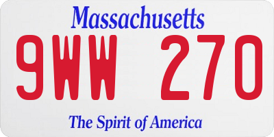 MA license plate 9WW270