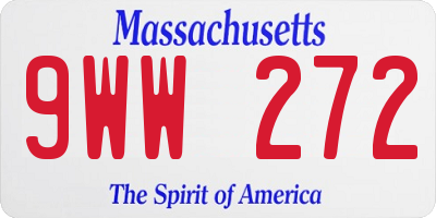 MA license plate 9WW272