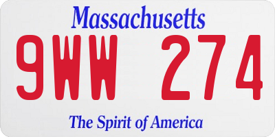 MA license plate 9WW274