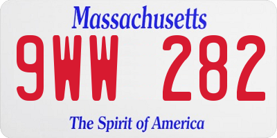MA license plate 9WW282