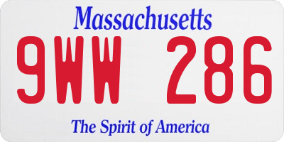 MA license plate 9WW286