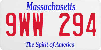 MA license plate 9WW294