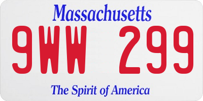 MA license plate 9WW299