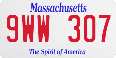 MA license plate 9WW307