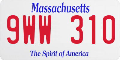 MA license plate 9WW310