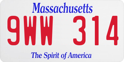 MA license plate 9WW314
