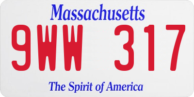 MA license plate 9WW317