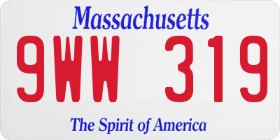 MA license plate 9WW319