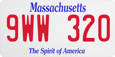 MA license plate 9WW320