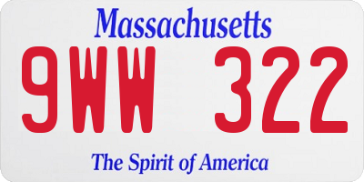 MA license plate 9WW322