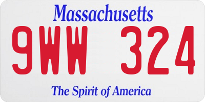 MA license plate 9WW324