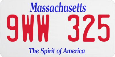 MA license plate 9WW325