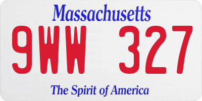 MA license plate 9WW327