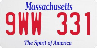 MA license plate 9WW331