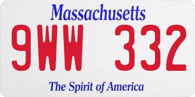 MA license plate 9WW332