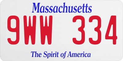 MA license plate 9WW334
