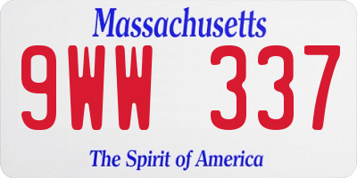 MA license plate 9WW337