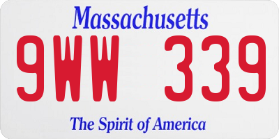 MA license plate 9WW339