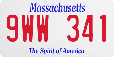 MA license plate 9WW341