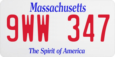 MA license plate 9WW347