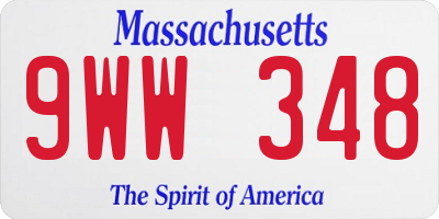 MA license plate 9WW348
