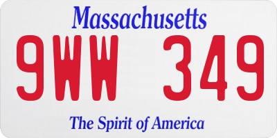 MA license plate 9WW349