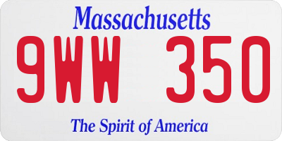 MA license plate 9WW350