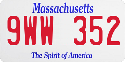 MA license plate 9WW352