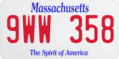 MA license plate 9WW358