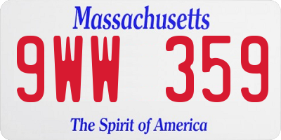 MA license plate 9WW359
