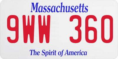 MA license plate 9WW360