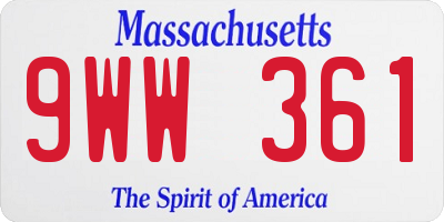MA license plate 9WW361