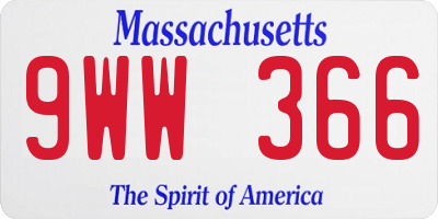 MA license plate 9WW366